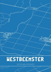 Blueprint of the map of Westbeemster located in Noord-Holland the Netherlands.