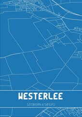 Blueprint of the map of Westerlee located in Groningen the Netherlands.