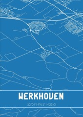 Blueprint of the map of Werkhoven located in Utrecht the Netherlands.