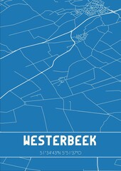 Blueprint of the map of Westerbeek located in Noord-Brabant the Netherlands.