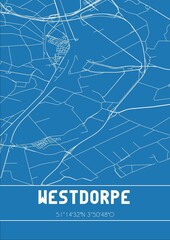 Blueprint of the map of Westdorpe located in Zeeland the Netherlands.