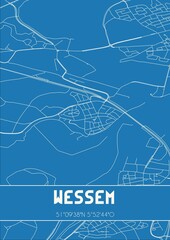 Blueprint of the map of Wessem located in Limburg the Netherlands.