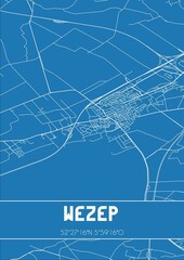 Blueprint of the map of Wezep located in Gelderland the Netherlands.