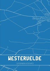 Blueprint of the map of Westervelde located in Drenthe the Netherlands.