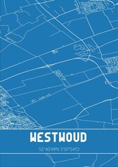 Blueprint of the map of Westwoud located in Noord-Holland the Netherlands.