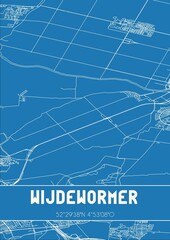 Blueprint of the map of Wijdewormer located in Noord-Holland the Netherlands.