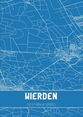 Blueprint of the map of Wierden located in Overijssel the Netherlands.