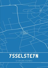 Blueprint of the map of Ysselsteyn located in Limburg the Netherlands.