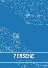 Blueprint of the map of Yerseke located in Zeeland the Netherlands.
