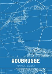 Blueprint of the map of Woubrugge located in Zuid-Holland the Netherlands.