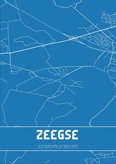 Blueprint of the map of Zeegse located in Drenthe the Netherlands.