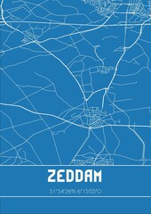 Blueprint of the map of Zeddam located in Gelderland the Netherlands.