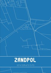 Blueprint of the map of Zandpol located in Drenthe the Netherlands.