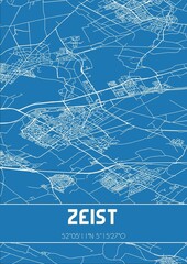 Blueprint of the map of Zeist located in Utrecht the Netherlands.