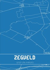 Blueprint of the map of Zegveld located in Utrecht the Netherlands.