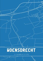 Blueprint of the map of Woensdrecht located in Noord-Brabant the Netherlands.
