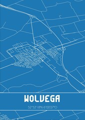 Blueprint of the map of Wolvega located in Fryslan the Netherlands.