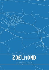 Blueprint of the map of Zoelmond located in Gelderland the Netherlands.