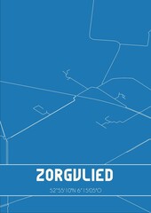 Blueprint of the map of Zorgvlied located in Drenthe the Netherlands.