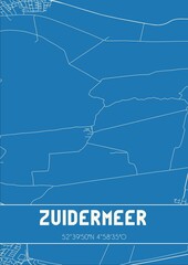 Blueprint of the map of Zuidermeer located in Noord-Holland the Netherlands.