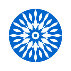Abstract Circle Radial Pattern. Blue Round Design Element.