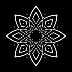 Abstract Decorative Radial Circle Floral Pattern. Round Design Element.