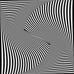 Twisting Torsion Movement and 3D Illusion in Abstract Op Art Lines Pattern.