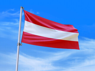 Beautiful Austria flag waving with sky background - 3D illustration - 3D render
