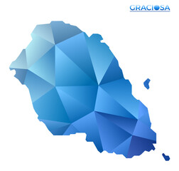 Vector polygonal Graciosa map. Vibrant geometric island in low poly style. Amazing illustration for your infographics. Technology, internet, network concept.