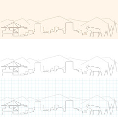 Anchorage Hand Drawn Profile Skyline