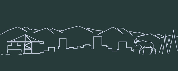 Fototapeta premium Anchorage Single Line Skyline Profile