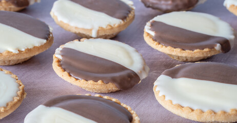 Neenish Tarts Lined Up on Table Table