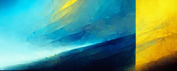 Modern and abstract background with organic lines in the Ukrainian colors