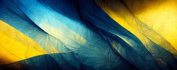 Modern and abstract background with organic lines in the Ukrainian colors