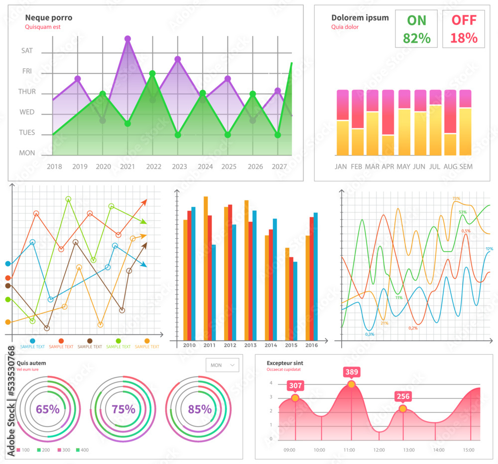 Poster infographic chart vector template. annual statistics curve graph design. market data diagrams. graph