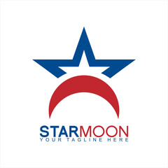 Obraz premium Star design logo with crescent moon..