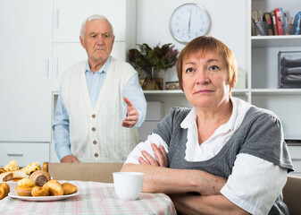 Elderly husband and wife quarrel with each other and find out relationship