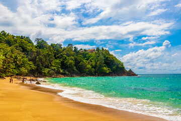Secret Banana Beach bay panorama turquoise clear water Phuket Thailand.