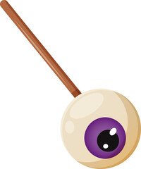 Lollipop in the form of an eye on a stick for Halloween isolated
