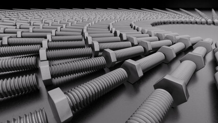 Machine bolts arranged in a circle