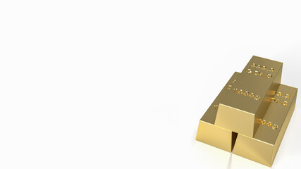 The gold bars on white background  3d rendering
