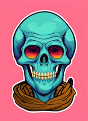 Beautiful illustration of a skull. Perfect for create stickers, t-shirts and other items.
