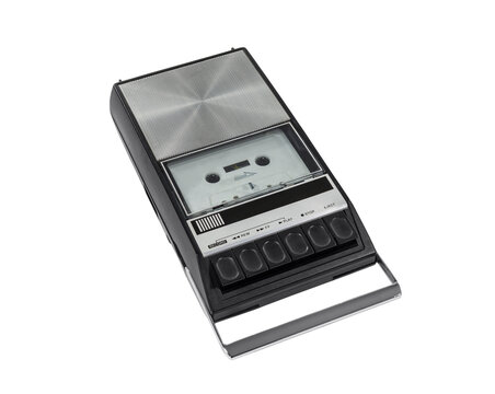 Vintage cassette tape recorder isolated.