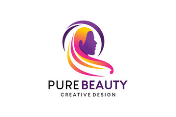 Hair salon or hair care logo design with creative hand drawn concept
