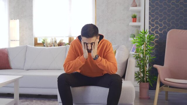 The young man is angry. Hysterics.
The man at home is angry and mutters to himself.
