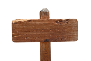 Blank old wooden trail sign isolated.