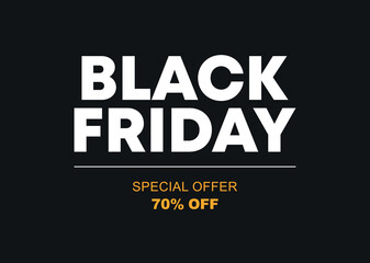 70% off. Special offer Black Friday. Vector illustration discount price. Campaign for retail, store