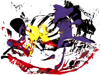 Obraz na płótnie Canvas Dynamic acrylic paint stains. Artistic paint spills. Pink, purple, yellow and black artistic paint spills