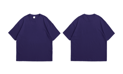 Oversize navy t-shirt front and back isolated background