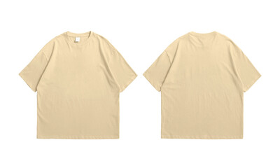 Oversize natural t-shirt front and back isolated background